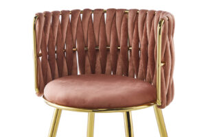 Stoel Milla 100 Oudroze: Roze velvet stoel met gouden frame | Nieuwe Sfeer