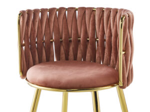 Stoel Milla 100 Oudroze: Roze velvet stoel met gouden frame | Nieuwe Sfeer