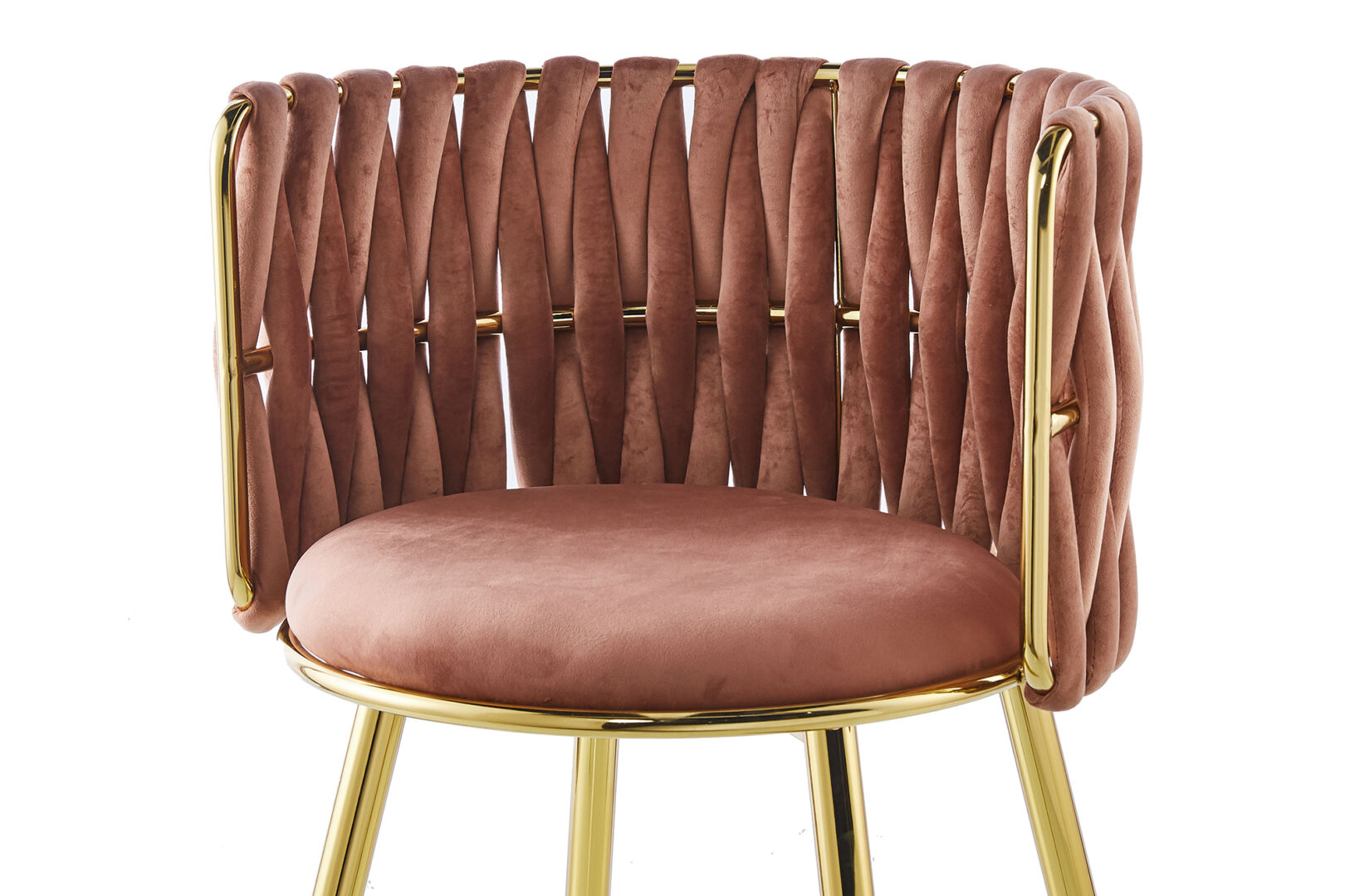 Stoel Milla 100 Oudroze: Roze velvet stoel met gouden frame | Nieuwe Sfeer