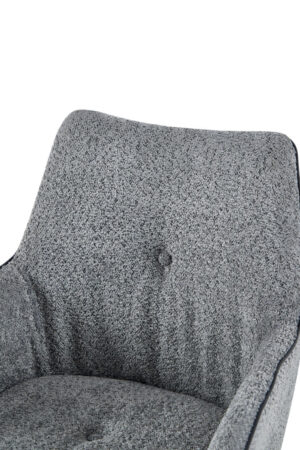 Eetkamerstoel Allie 100 Grijs Draaibaar: grijze stoel met knoop in de rugleuning.