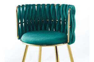 Stoel Melly 100 Groen Fluweel: groene fluwelen stoel met gouden frame van Nieuwe Sfeer.