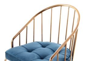 Stoel Palma 100 Donkerblauw Rosé: blauwe velvet stoel met rosé gouden metalen frame