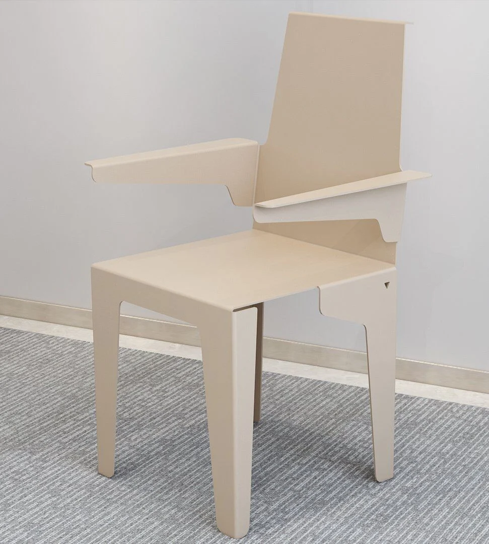 Piramidestoel Design Metaal | Nieuwe Sfeer: Beige design stoel met armleuningen