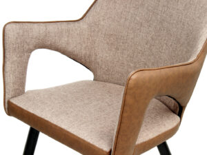 Stoel Palina 100 Beige Stof: beige stoffen stoel met bruine kunstleren accenten, set van 2 | Nieuwe Sfeer