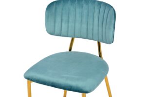 Stoel Kian 100 Mint: blauwe velvet stoel met gouden poten, set van 2 | Nieuwe Sfeer