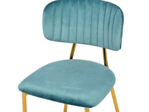 Stoel Kian 100 Mint: blauwe velvet stoel met gouden poten, set van 2 | Nieuwe Sfeer