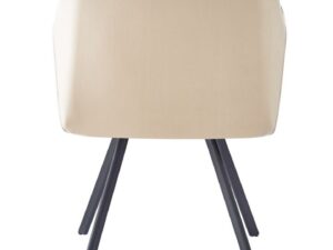 Stoel Amber 100 Beige van Nieuwe Sfeer: Beige stoffen stoel met zwarte poten.