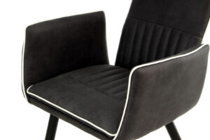 Stoel Penelope Zwart set van 2: zwarte eetkamerstoel met witte accenten.