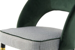 Stoel Courtney 500 Groen Goud: groene stoel met houndstooth zitting