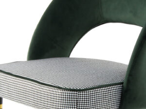 Stoel Courtney 500 Groen Goud: groene stoel met houndstooth zitting