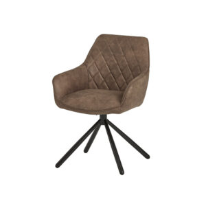 Rebel Spider eetkamerstoel Cowboy Stone 809: Bruine draaistoel met diamantpatroon en zwarte draaipoot 180ARS.