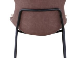 Stoel Brady 200 Beige Lichtbruin: Lichtbruine stoel met bruin lederen rugleuning en zwart metalen frame, achteraanzicht.