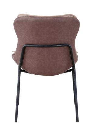 Stoel Brady 200 Beige Lichtbruin: Lichtbruine stoel met bruin lederen rugleuning en zwart metalen frame, achteraanzicht.