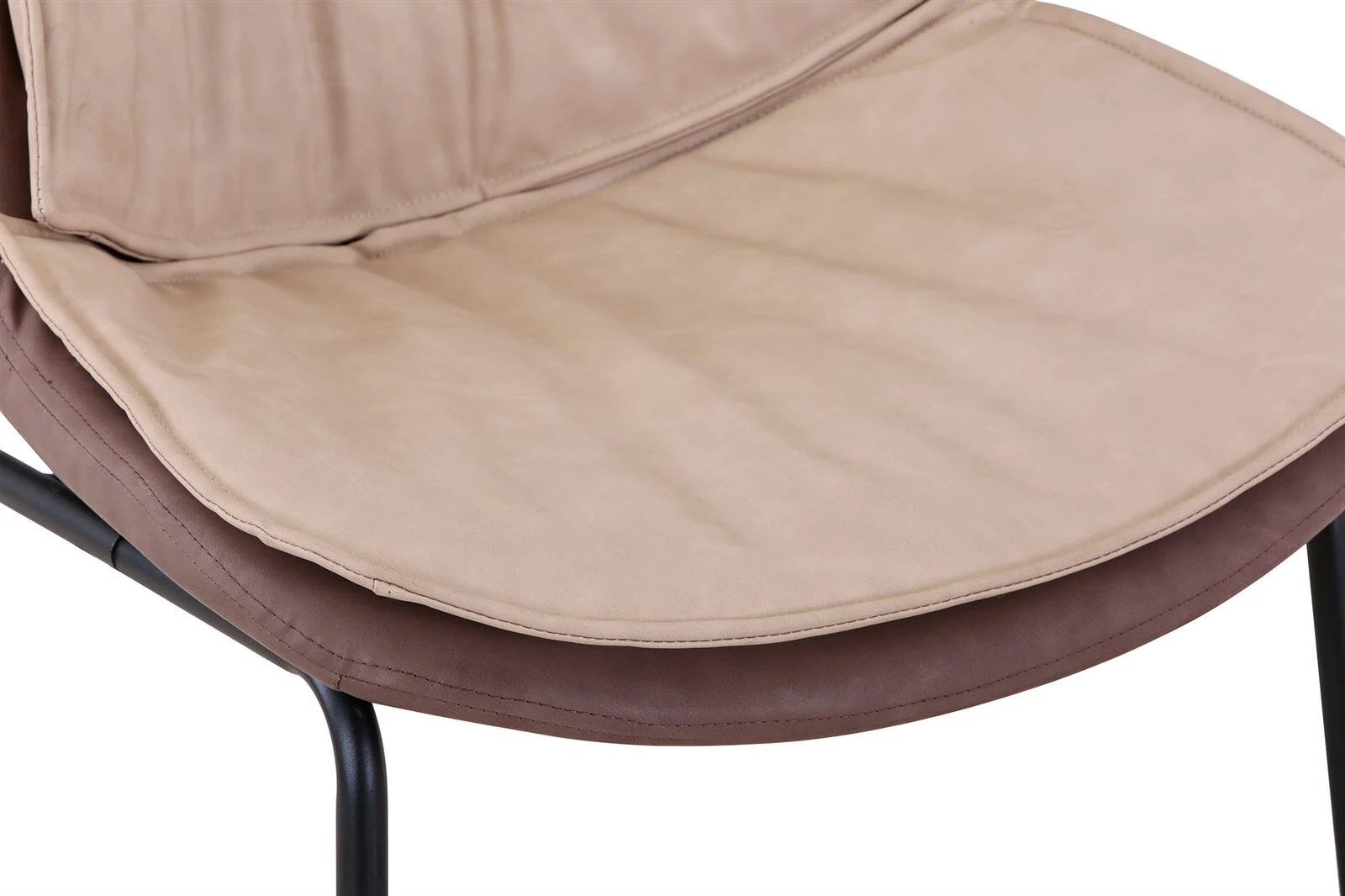 Stoel Brady 200 Beige Lichtbruin: detailopname van de zitting met beige en lichtbruin leer.