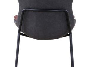 Stoel Brady 200 Bruin Grijs: grijze en bruine stoel met zwart metalen frame, achteraanzicht.