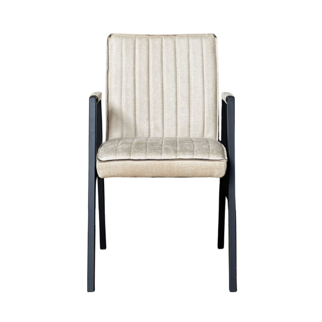 Eetkamerstoel Tivoli Bull Beige Leer Armloos van Nieuwe Sfeer.