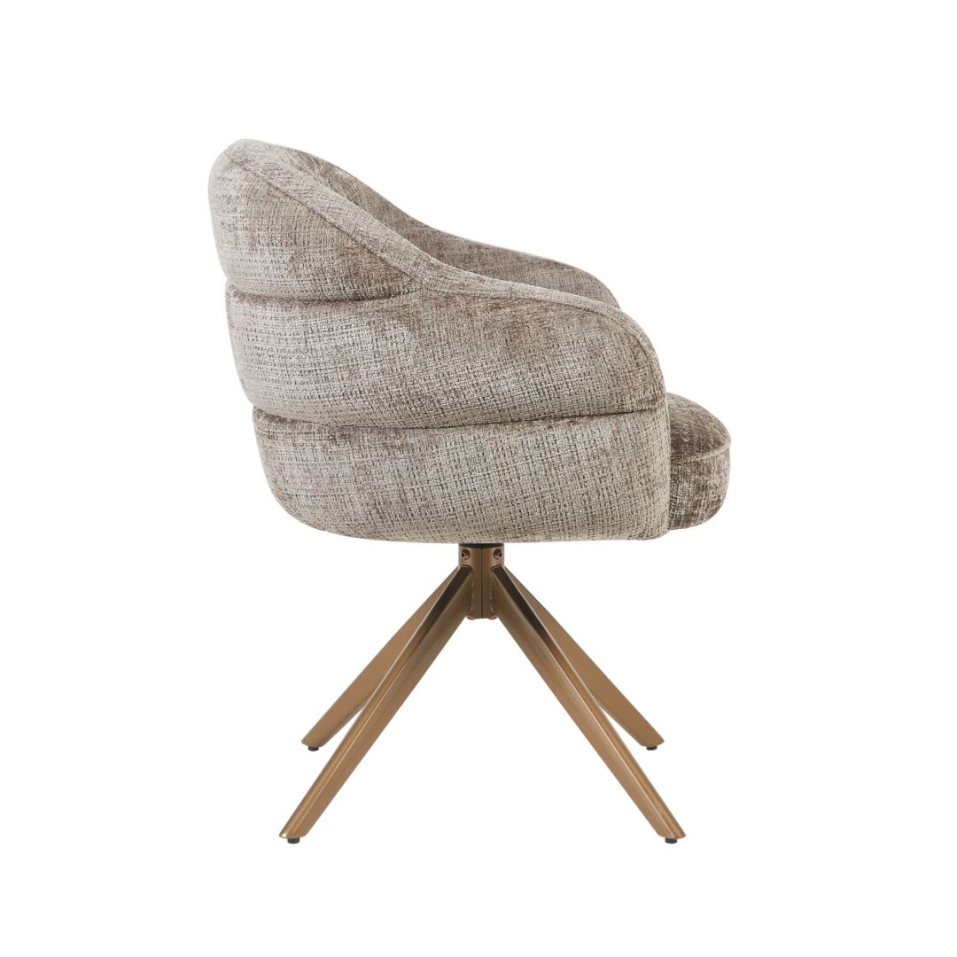 Eetkamerstoel Bella Klei Brons Met Armleuningen van Nieuwe Sfeer: comfortabele stoel in klei- en bronskleuren.