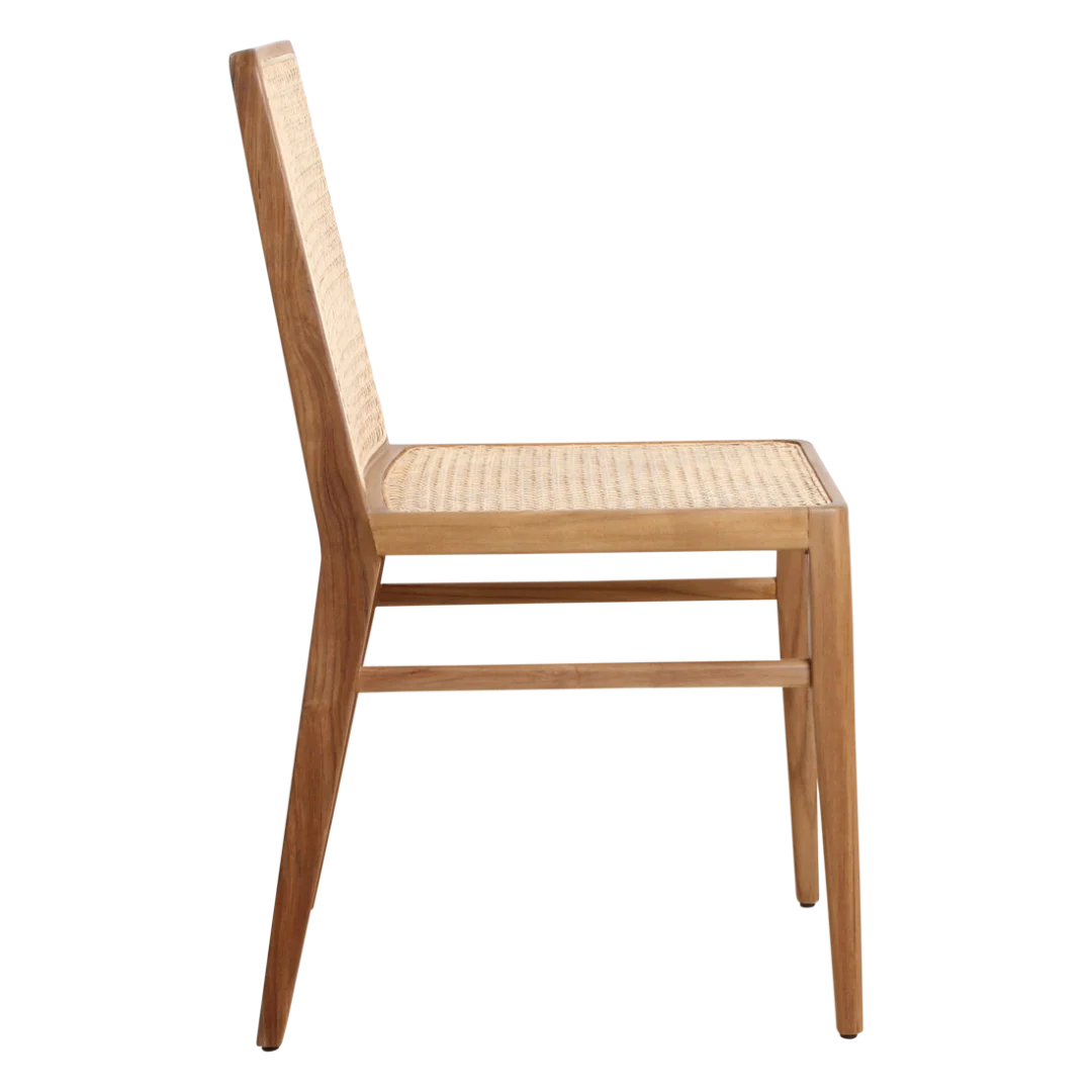 Nova teakhouten eetkamerstoel – naturel (set van 2). Stijlvolle eetkamerstoel van teakhout met naturel afwerking.