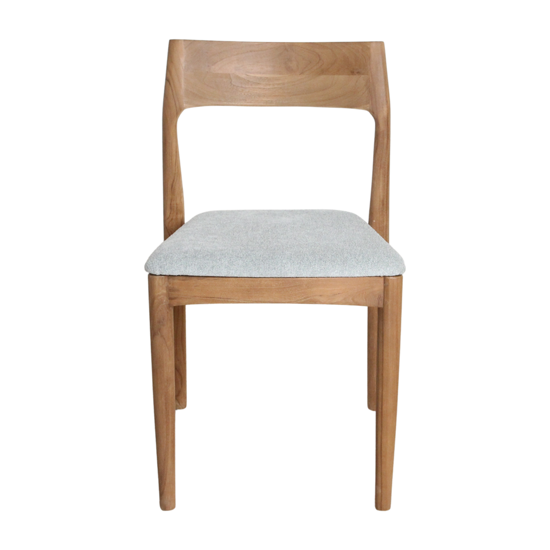 Freya teakhouten eetkamerstoel lichtgroen: houten stoel met lichtgroene zitting.