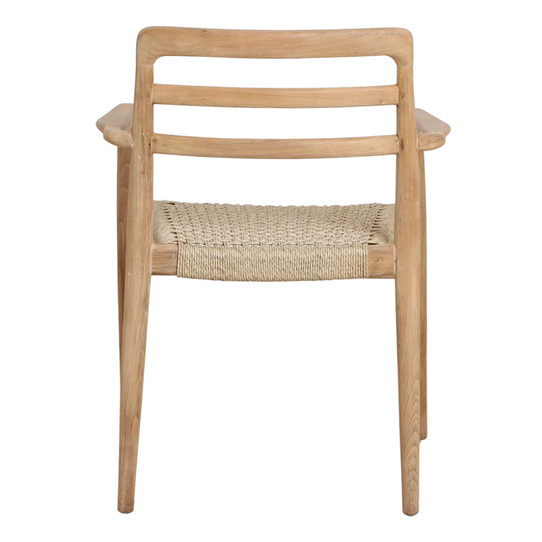 Verano teak tuinstoel met armleuning – naturel, onderdeel van een set van 2