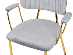 Stoel Giselle 200 Grijs: Grijze velvet stoel met gouden poten van Nieuwe Sfeer.