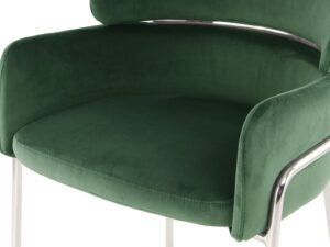Stoel Elva 100 Groen Zilver: Groene velvet stoel met een zilveren frame, Nieuwe Sfeer.