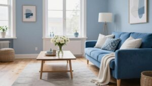 blauw scandinavisch interieur