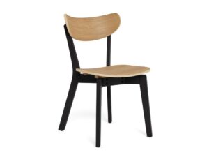 Roxby Eetkamerstoel – Eikenfineer Naturel  Met Zwart Hout Set 2