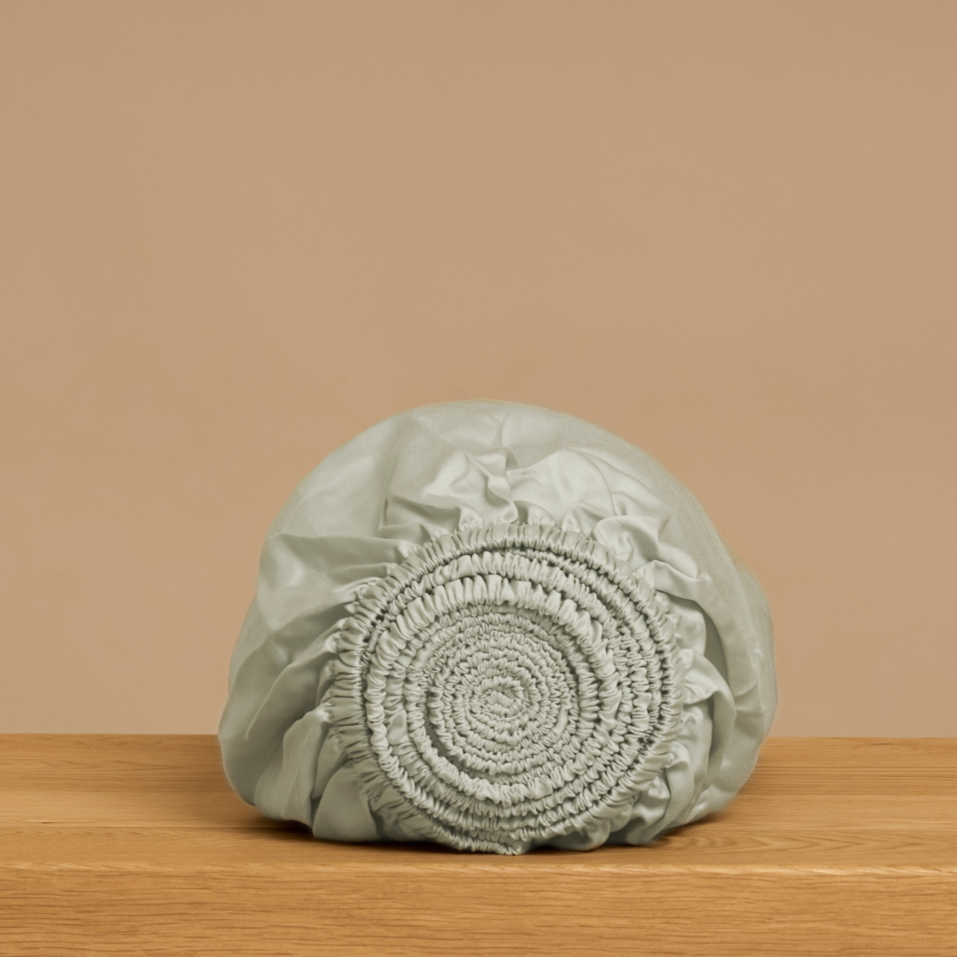 Hoeslaken 140 x 200 cm Grijs Groen TENCEL satijnweving