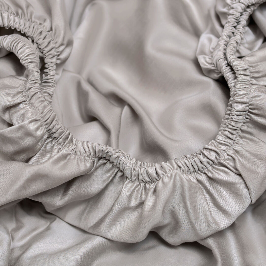 Topper hoeslaken 180 x 200 x 10 cm Taupe Tencel satijn - Afbeelding 5