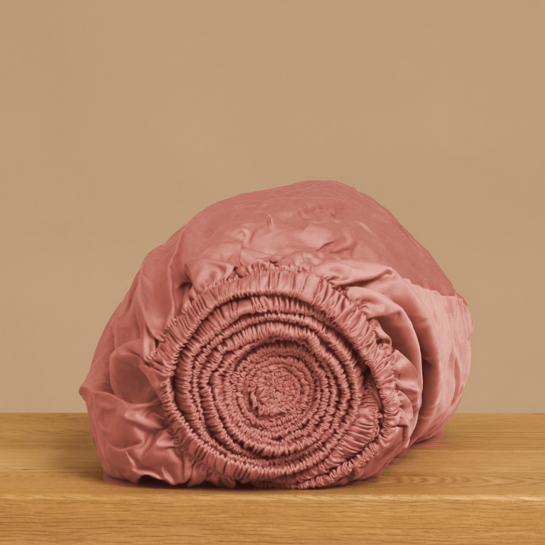 Topper hoeslaken 180 x 210 cm Terra Roze Tencel nauwsluitend