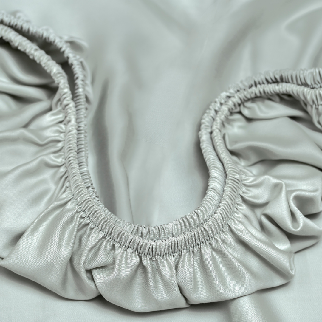 Hoeslaken 200 x 200 x 30 cm Grijs Groen Tencel Satijnweving - Afbeelding 5