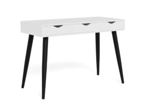 Bureau 110 x 50 Melamine Staal Wit Mat Zwart 3 Lades