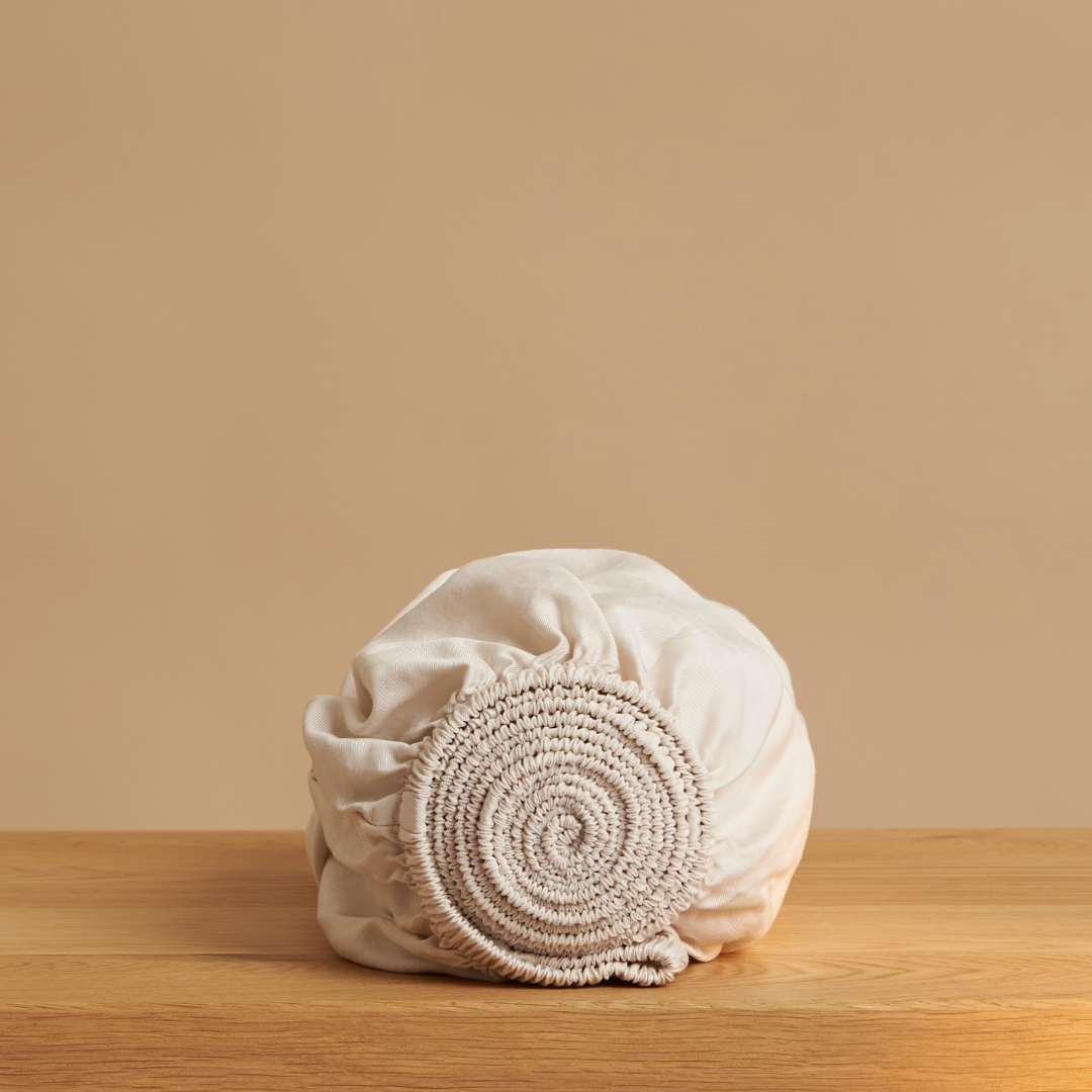 Hoeslaken 160 x 200 cm Beige Tencel 30 cm hoek ademend