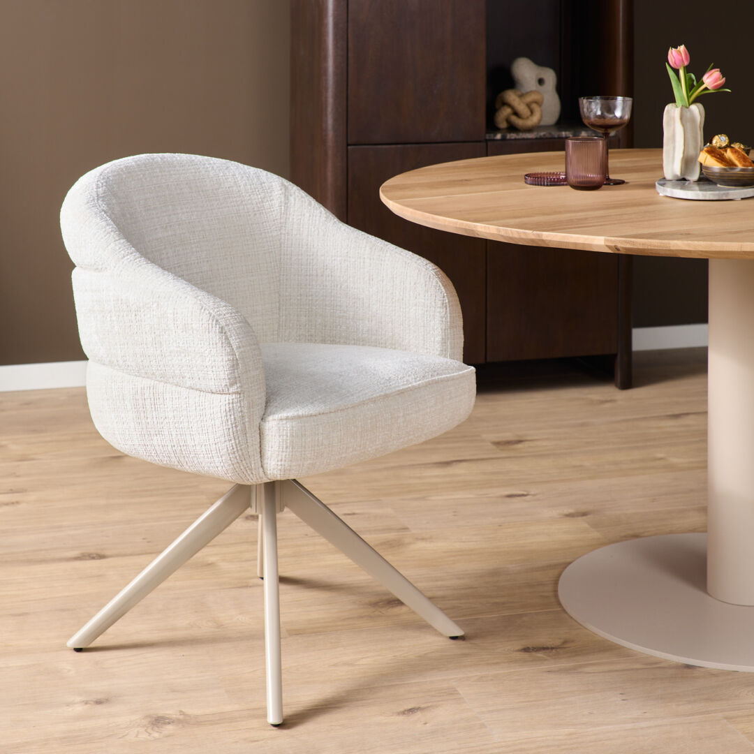 Eetkamerstoel Bella Gebroken Wit Zandkleur | Nieuwe Sfeer - Afbeelding 11