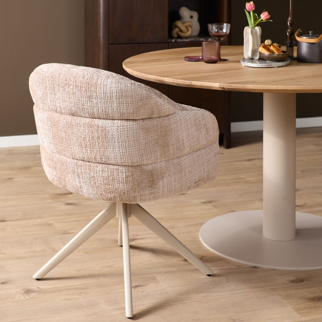 Eetkamerstoel Bella Beige Zandkleur Draaibaar | Nieuwe Sfeer - Afbeelding 10