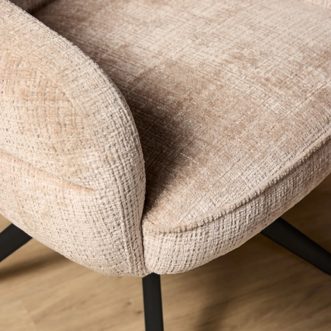 Eetkamerstoel Alona beige stof auto-return met armleuning set van 2 - Afbeelding 4