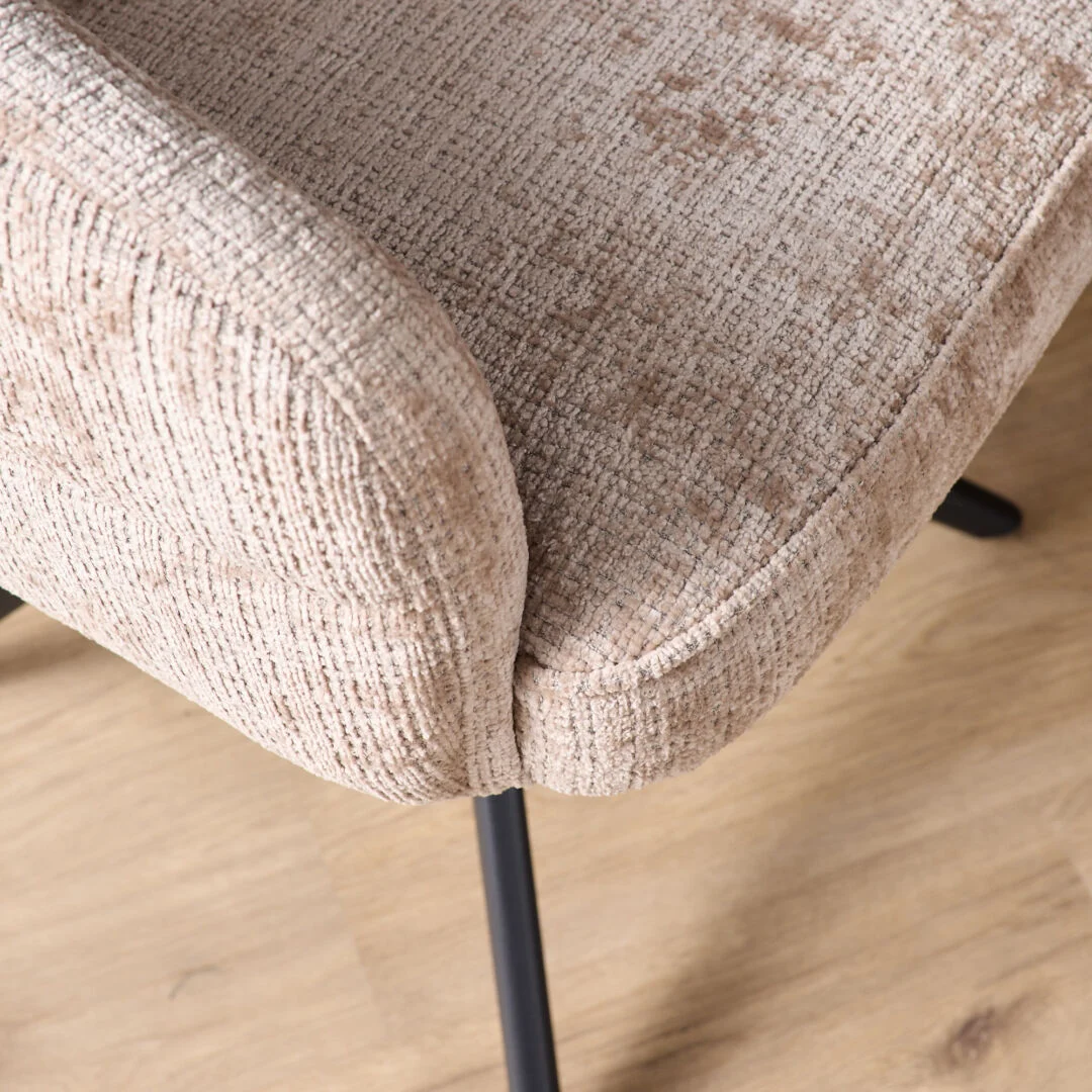 Eetkamerstoel Alona beige stof auto-return met armleuning set van 2 - Afbeelding 10