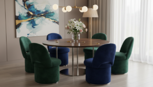 draaibare velvet eetkamerstoelen