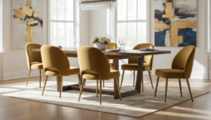 gouden velvet eetkamerstoelen