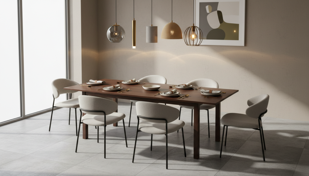 hanglampen boven eettafel