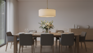 lamp boven rechthoekige eettafel