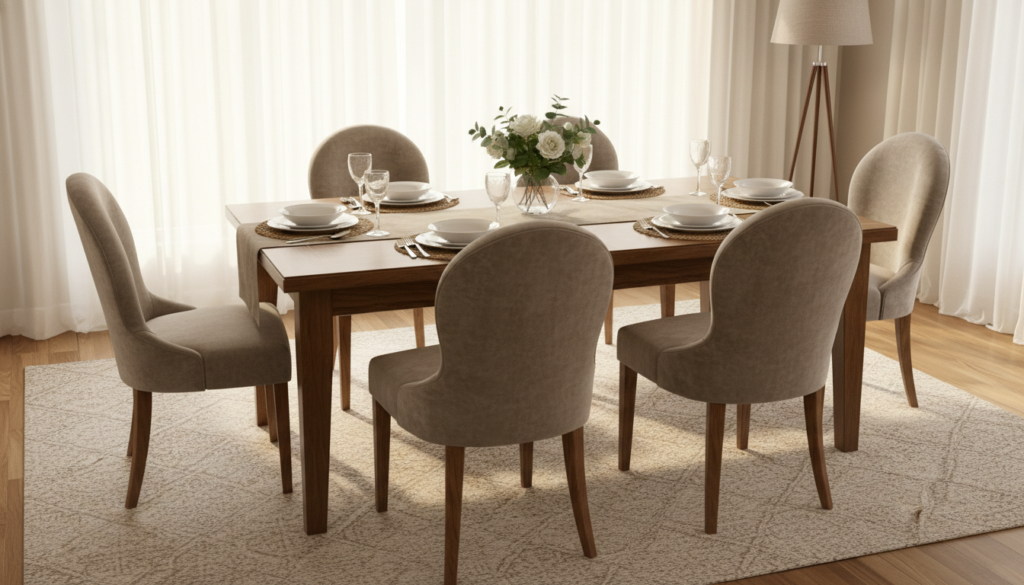 onderhoud taupe eetkamerstoelen