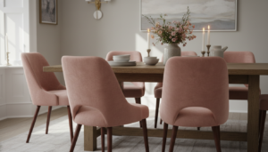 oud roze velvet eetkamerstoelen