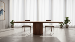 rechthoekige eettafel met één poot