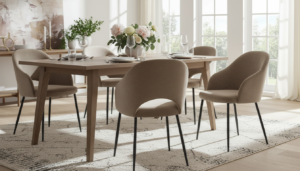 taupe velvet eetkamerstoelen