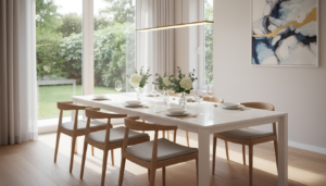 witte rechthoekige eettafel