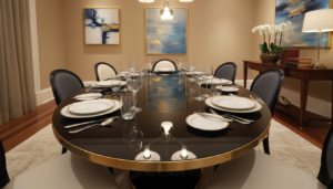 zwarte ovale eettafel