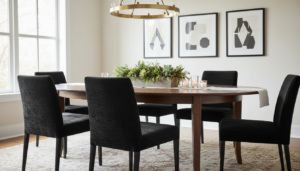 zwarte velvet eetkamerstoelen