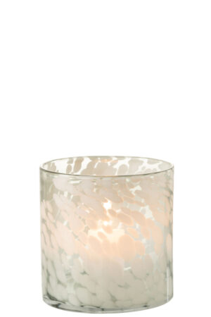 Kaarsenhouder Valmirmira glas grijs wit